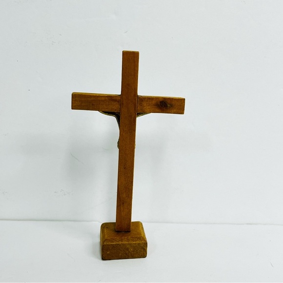 crucifix inri table top wood and metal 4.5 inch lw jesus catholic christian - Picture 4 of 5
